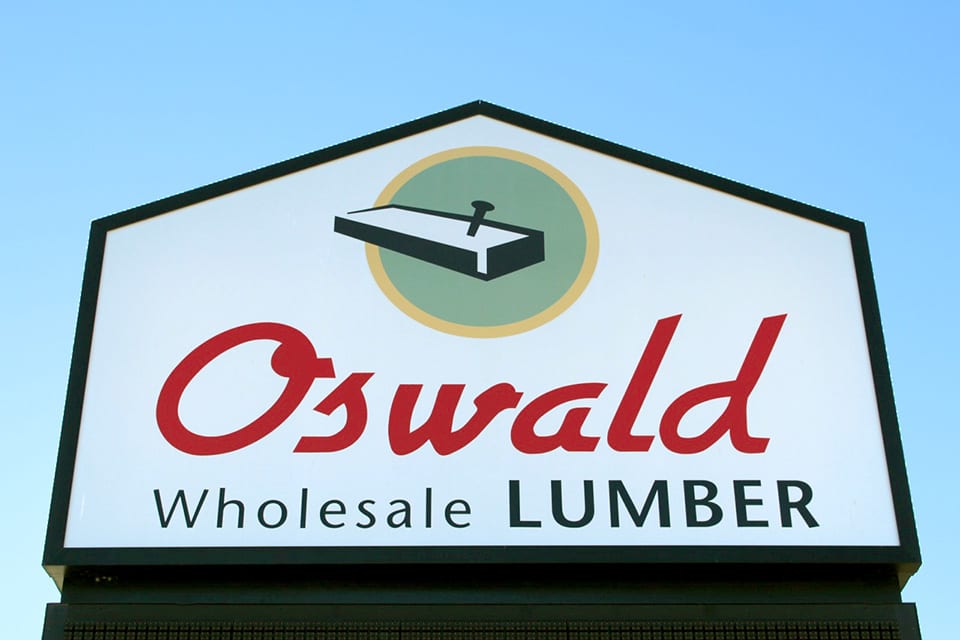 Oswald Wholesale Lumber - Main Sign